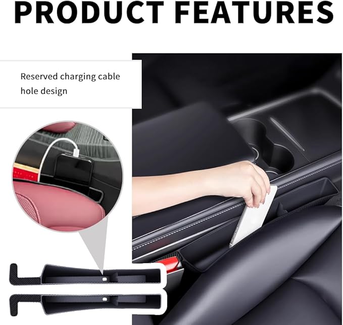 Stacool 2PCS New Car Seat Gap Filler with 2 Storage Areas,Stylish Car Seat Gap Storage for Stabilizing Phone,Keys Wallet,Universal Car Seat Gap Filler Organizer (Carbon Brown)