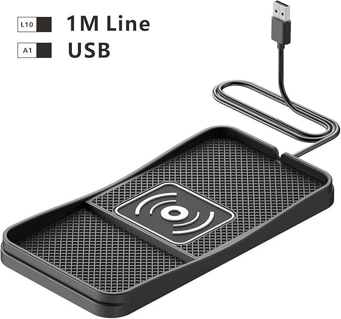 Car Wireless Charger Pad for Audi RS 2019-2026, Fast Car Wireless Charging Pad for Car Center Console, Non Slip Charging Mat,1M-USB