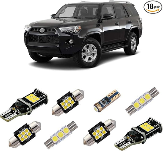 iBrightstar Super Bright Canbus LED Bulbs Package Kit Accessories Replacement for Toyota 4Runner 2006-2021 Interior Lights + License Plate Lights + Cargo Lights + Back Up Reverse Lights, Xenon White