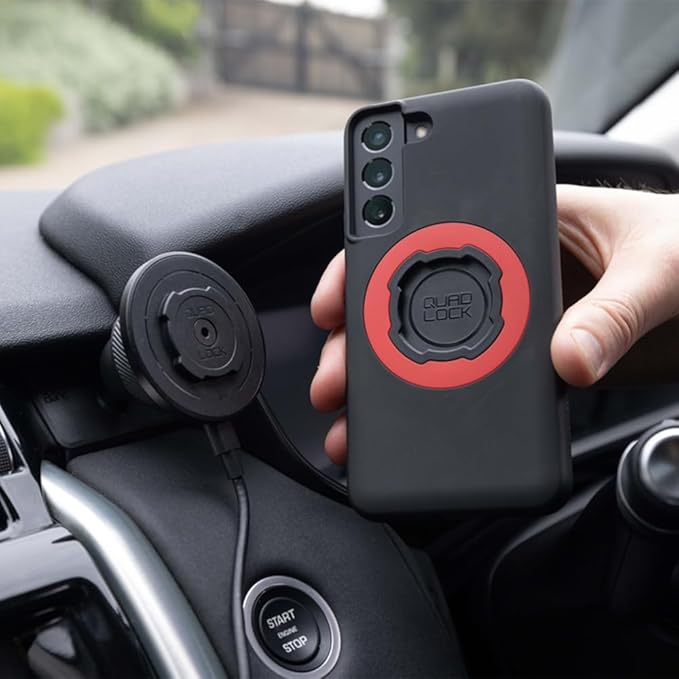 Quad Lock Adhesive Dashboard/Console Car Phone Holder Kit with MAG Wireless Charging Head V2 and MAG Phone Case for iPhone X/XS