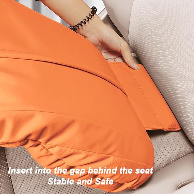 Car Neck Pillow Set for BMW M5 Touring 2025, Leather Car Headrest Lumbar Support Waist Backrest Head Support Cushion,Orange