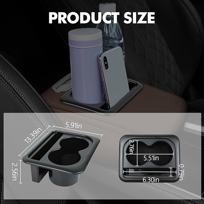 wuyaoyao Car Center Console Cover, 13.39"×8.27"×3.15" Leather Car Armrest Cover with Pocket & Tissue Box & Cup Holder, Multifunctional Auto Armrest Cushion Pad, Universal Car Accessories (Brown)