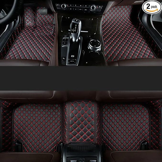 Custom Making Car Floor Mats Compatible with Audi BMW Mercedes-Benz Toyota Lexus Honda Infiniti Nissan Hyundai Kia All Models 2005-2026 (Black Red)