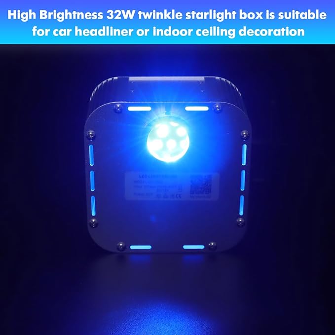 AMKI High Brightness 32W Twinkle 1200pcs Fiber Optic Starlight Headliner Kit 0.03in 13.1ft Fiber Strands RGBW Sound Activated APP Remote Control for Car Home Roof Ceiling Decoration