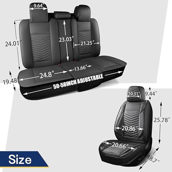 Car Seat Covers, Breathable Faux Leather Auto Seat Covers, Waterproof Automotive Seat Covers, Universal Vehicle Seat Covers for Sedans SUV Pick-up Truck (2 PCS Front Seat, Black)