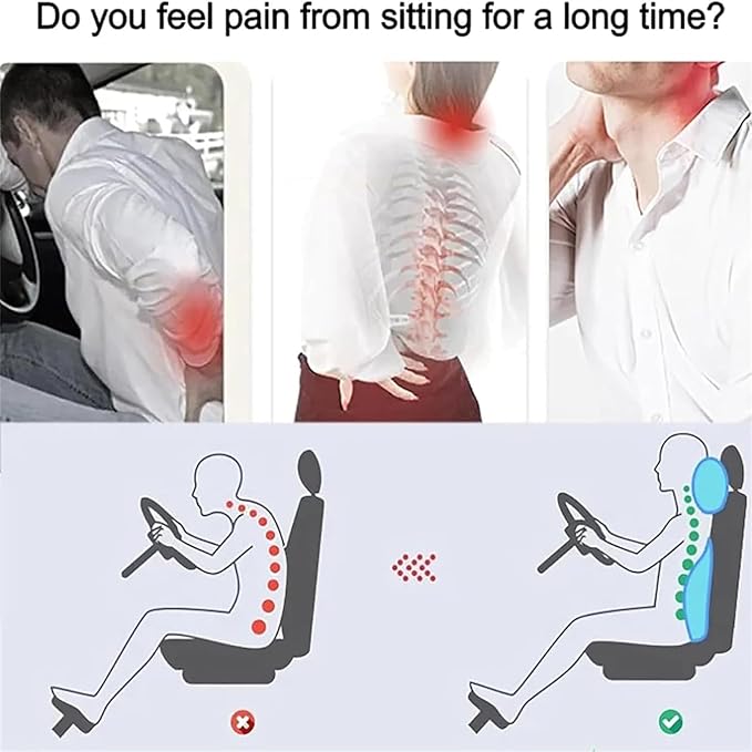 Car Headrest & Lumbar Support Cushion for Dodge Ram 1500 2019-2025, Ergonomic Car Seat Headrest Memory Foam Neck and Back Pillow Kit Breathable Removable for Driving Fatigue Relief,Dpink