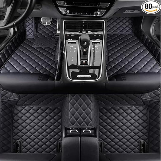 TREGOO All Weather Car Mats Custom Fit Non Slip Floor Mats for 1998-2025 Cars Personalized Leather Protection Pads Suitable for Men Women (Black)