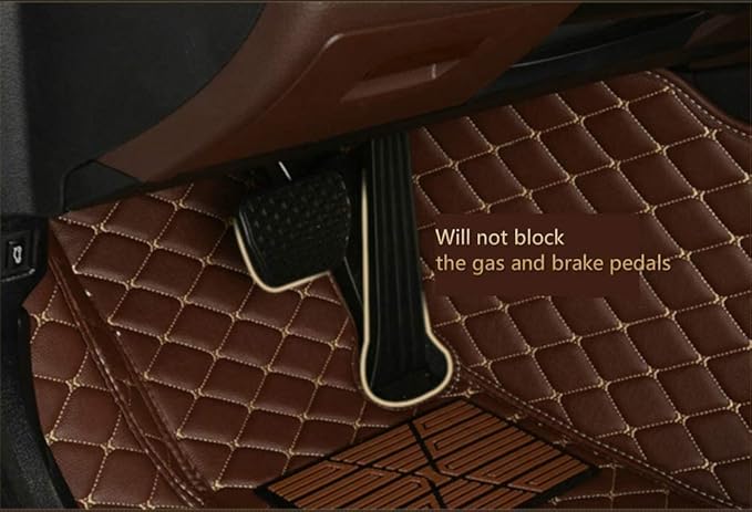 Custom Car Floor Mats for 96% Sedan SUV Sports Car Protection Full Coverage Pads Anti-Slip Leather Floor Lining All Weather Car Floor Mats (Black with Brown)