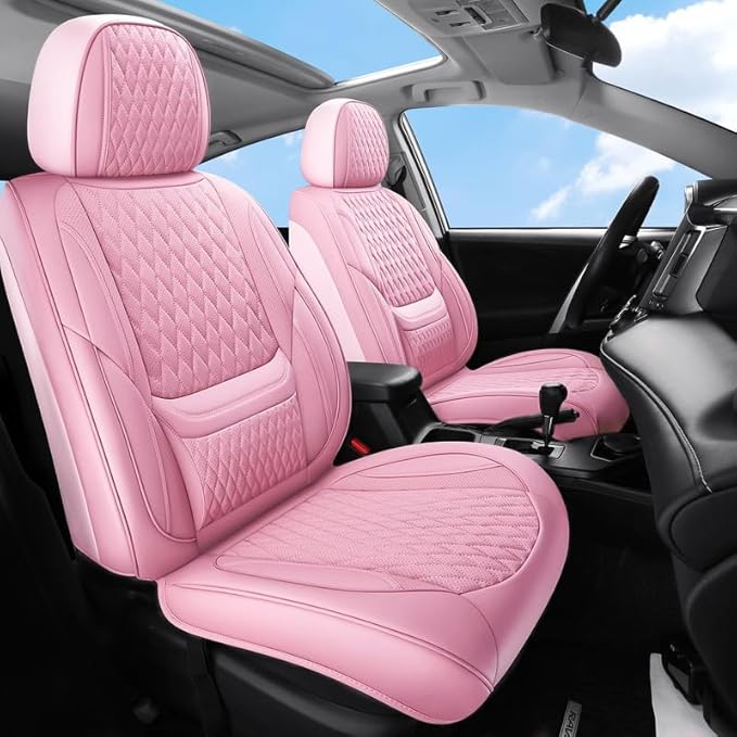 Car Seat Covers Full Set Custom Fit for Buick Lacrosse 2004-2019 - Premium Faux Leather with Lumbar Support | Breathable, Waterproof, Anti-Slip, Durable (Pink,Full Set)
