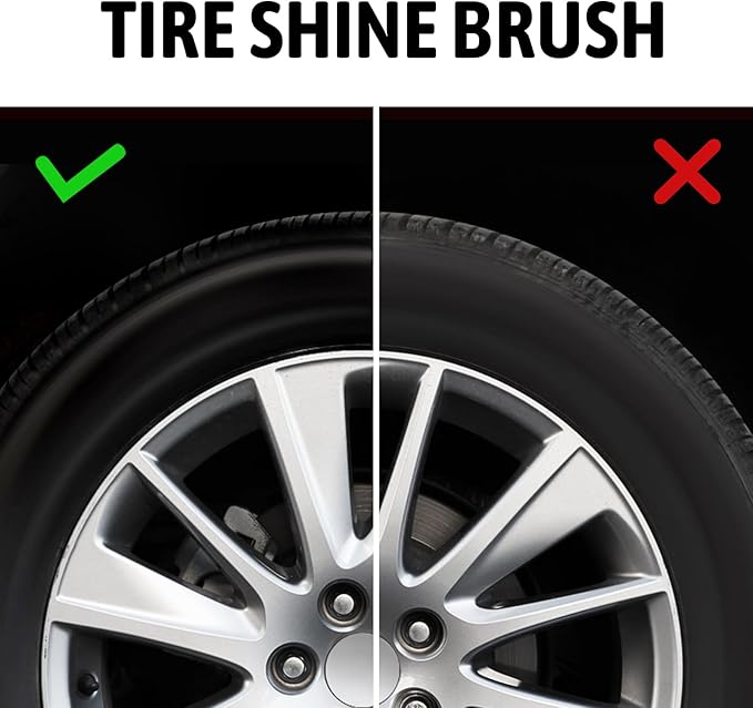 BABYSHEEP Car Tire Shine Applicator,Vegan Tire Shine Brush with Stand for Auto Detailing Cleaning Service (Black)