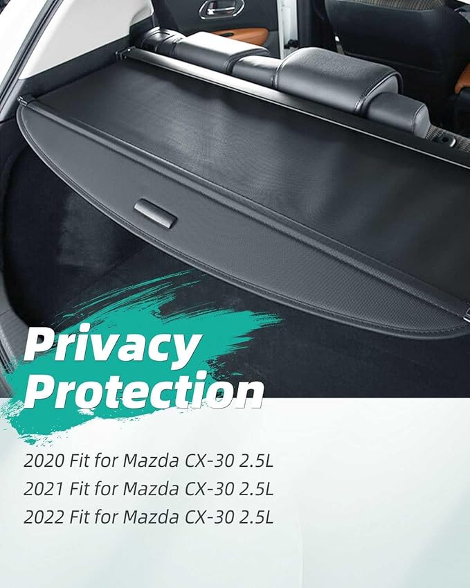 SCITOO Cargo Cover 2020-2023 for Mazda CX-30 2.5L Upgraded Rear Trunk Cover with Glass Fiber
