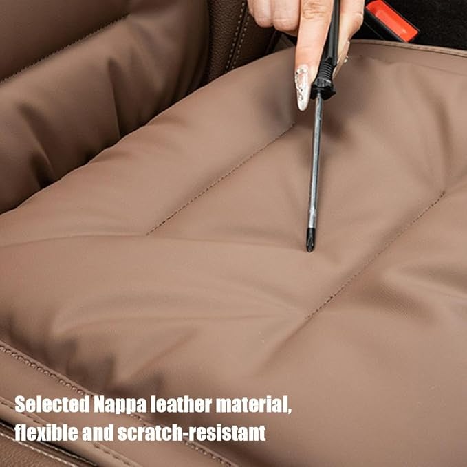 Skin-Friendly & Dirt-Repellent Leather Seat Cushions, 2026 Car Seat Cushion for Driving, 1.57" Thick Comfort Seat Protector, Universal Non-Slip Memory Foam Pad for Car (Brown, Front Seat Cushion)