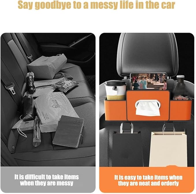 Car Organizers and Storage Box Behind Seat, Large Car Seat Back Organizer for Hold Phone, Drinks, Handbag, Universal Fit for Suv/Sedan (Brown, 2pcs)
