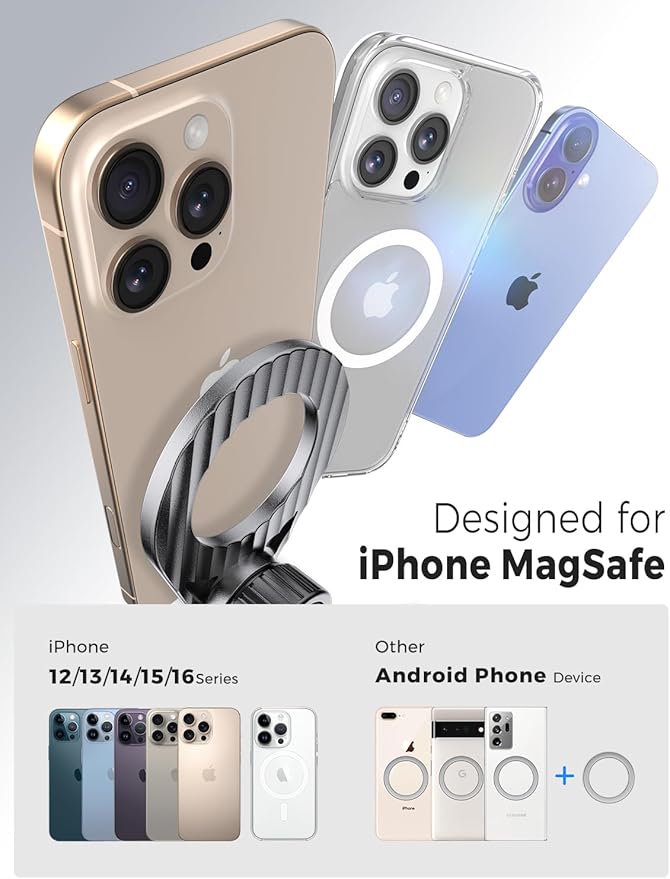 eSamcore Fits MagSafe Car Mount [2 Pack], Magnetic Phone Holder for Car Vent Strong N52 Magnets Air Vent Cell Phone Holder Clip for iPhone 17/16/15/14/13/ Pro Max