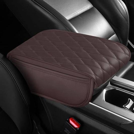 Universal Car Armrest Pad for Mini Countryman R60 F60 One/S/Cooper/JCW 2010-2024 Leather Armrest Box Center Console Cover Pad Waterproof Arm Rest Protector Decor Accessories,Brown01