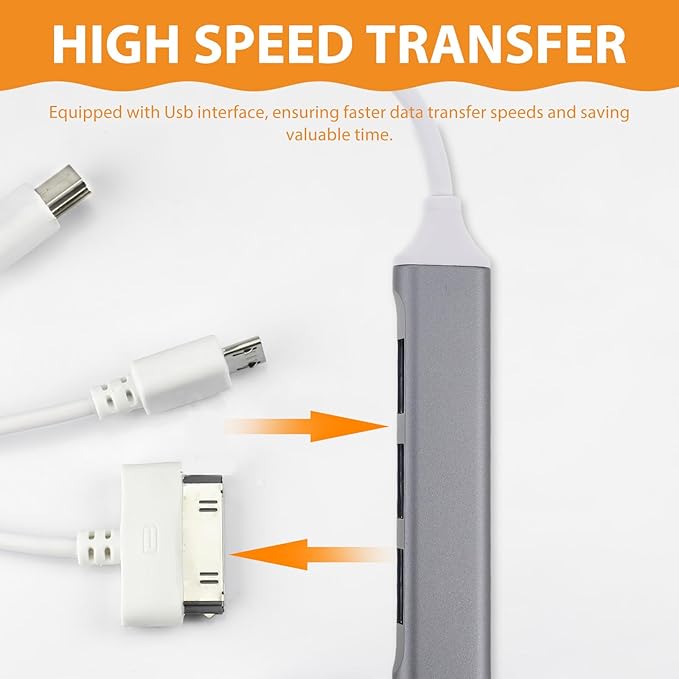 POPETPOP USB Hub Multiport Expander for Laptop and Desktop 4-Port USB 3.0 Hub with Data Transfer Dark Gray for Gaming Accessories and Travel Use