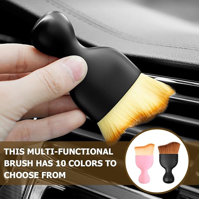 Blilo 2PCS Car Interior Detailing Brush with Dust Cover, Auto Soft Hair Cleaning Brushes, Scratch Free Curved Dirt Collectors, for Vehicle Dashboard Air Conditioner Vents Leather Computer (Grey/2PCS)