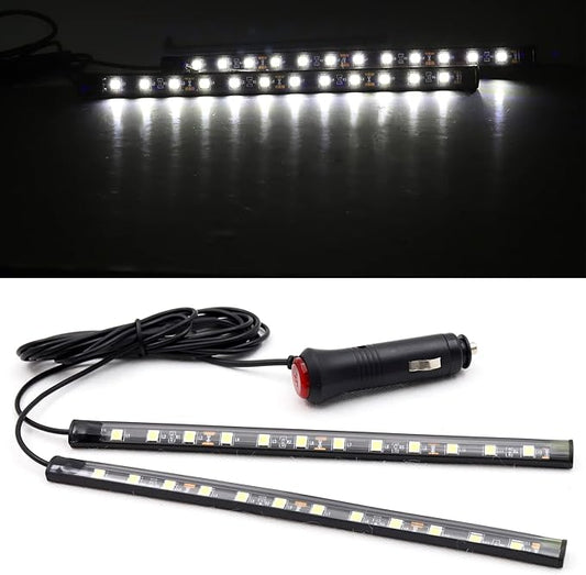 Ambient Lighting Car 2PCS Under Glow Kit with Cigarette Lighter, 12V Underglow Led Lights Car LED Interior Light DRL Daylight Strip Waterproof Driving Fog Lamp RGB Atmosphere Lights (White)