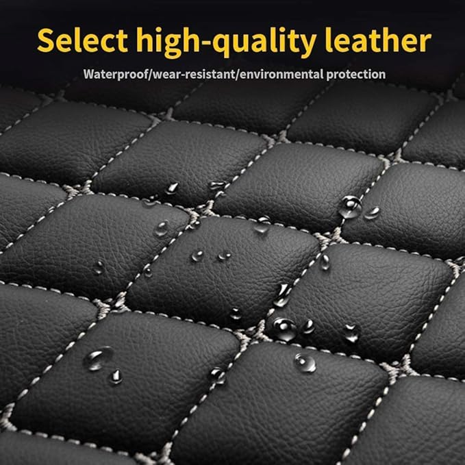 Custom Making Car Floor Mats for 90% Car Model Luxury Leather All Weather Waterproof Anti-Skid Full Coverage Liners (Black and Purple)