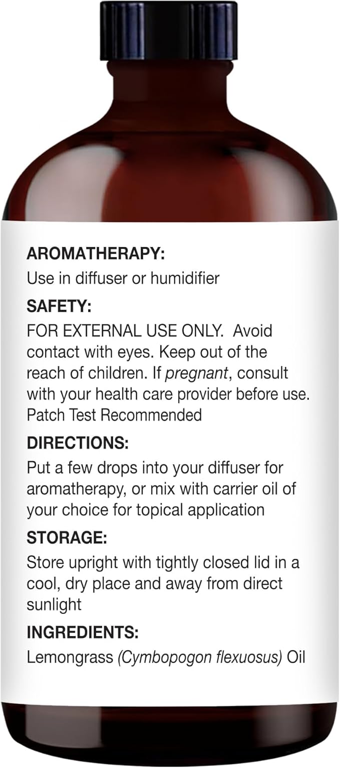 Majestic Pure Essential Oil with Glass Dropper - 100% Pure and Natural - Essential Oils for Diffuser, Aromatherapy, Soap and Candle Making, Lemongrass Essential Oil, Lemongrass Oil, 3.4 Fl Oz