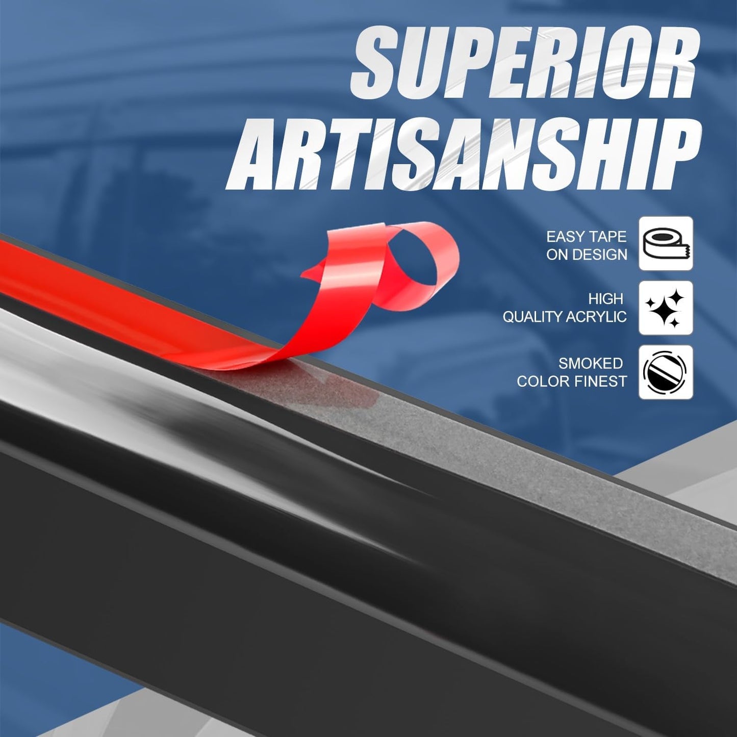 Auto Dynasty Set of 4 Carbon Fiber Pattern Window Visors Compatible 2010 2011 2012 2013 2014 2015 2016 2017 with Chevy Equinox, Tape-On Rain Guards Shield Vent Shade Deflector Glossy Black
