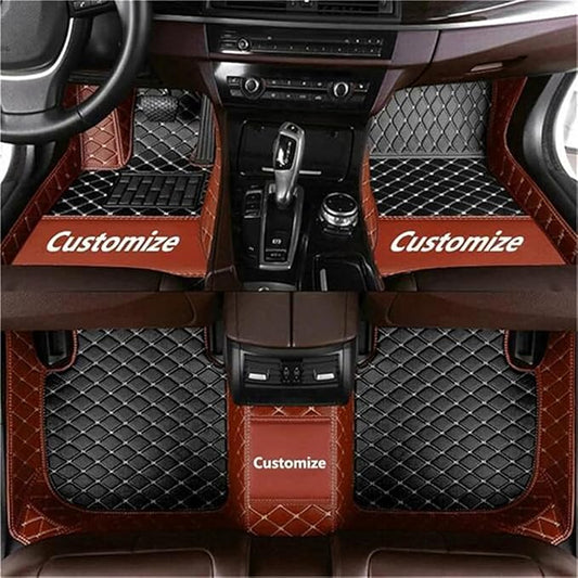 Custom Car Mats All Weather Fit Automotive Floor Mats PU Leather Protector Mat for Most Sedan, SUV, Truck Floor Mats (Black and Brown Side)