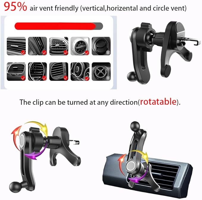 Car Phone Holder Mount Wireless Charging Auto Clamping Rotatable Vent Clip Cute Red Demon for iPhone Samsung Galaxy Andriod Phone