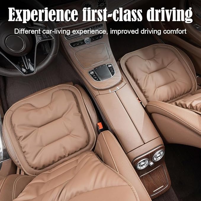 Car Seat Cushion, 2025 New Skin-Friendly Leather Seat Cushions, Skin-Friendly Leather Seat Cushions, Front Bottom and Rear Seat Cushions for Auto Office (Orange 1set)