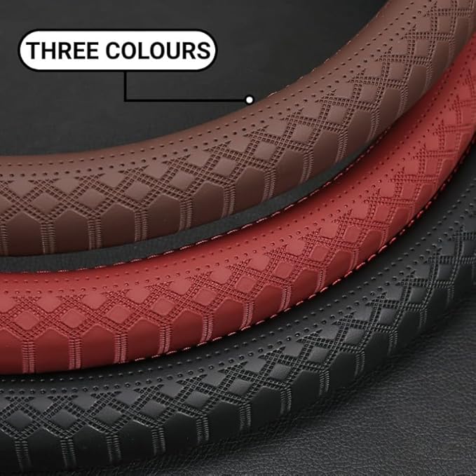 Wood Car Steering Wheel Cover Rubber Inner Ring All Car Universal Four Seasons Universal Thin Fiber Leather Anti-Slip 16 17 18 19inch for Truck (19inch, Black)
