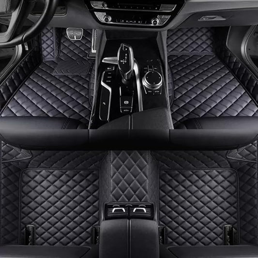 Custom Personalized Floor Mats for Cars，Luxury Full Coverage All Weather Car Floor Mats，Anti-Slip Leather Car Mat Set ，Custom Floor Mats for 99% of Cars, Trucks & SUVs (Pure Black)