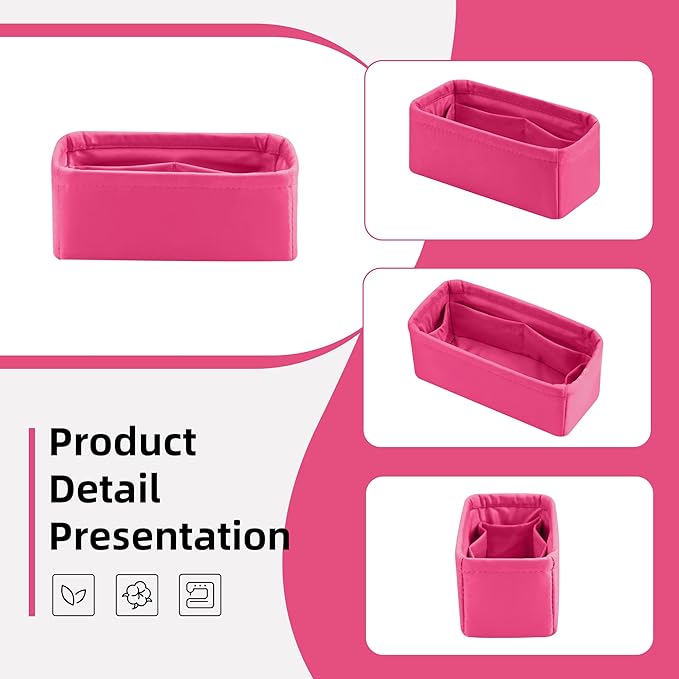 DGAZ Silk Purse Organizer Insert Fits LV Speedy 16/20/25/30/35/40/45 bags，Silky Smooth Bag Organizer，Luxury Handbag & Tote Shaper(Rose pourpre,New nano 16)
