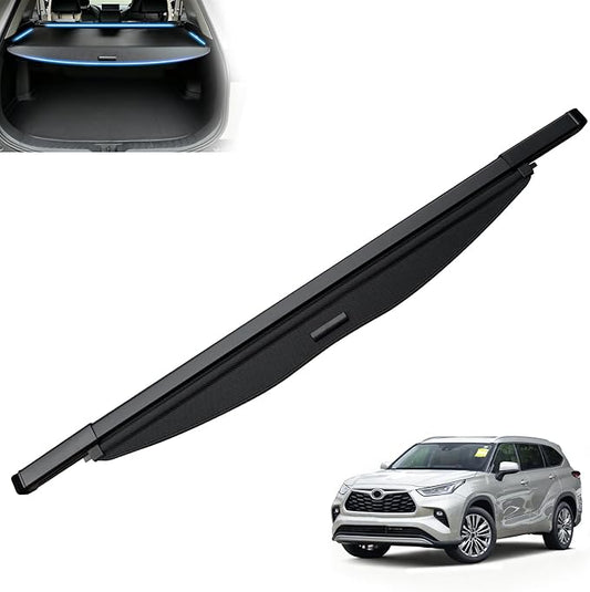 MIALUTY® Cargo Cover for 2020-2024 Toyota Highlander Retractable Trunk Cover Highlander Accessories Anti-Theft Privacy Screen,Trunk Luggage Shield Shade Carbon Fiber Texture (Original Factory Storage)
