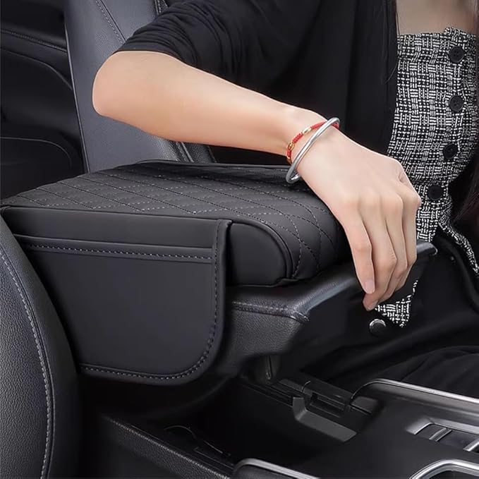 Car Armrest Pad for Ford Bronco Sport (CX430) 2021 2022 2023 2024 2025 2026 Leather Armrest Box Mat Center Console Cushion Pad Universal Armrest Seat Box Cover Protector,Red