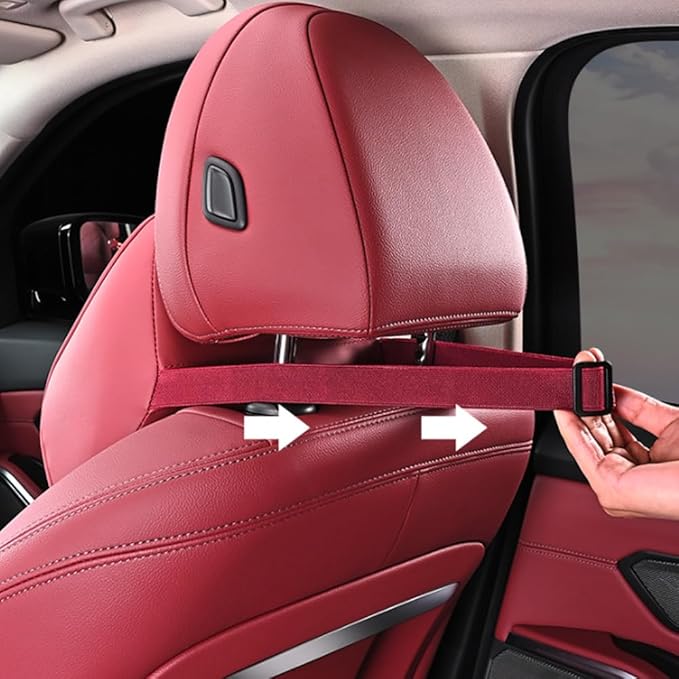 for Chevy Silverado 2007 2008 2009 2010 2011 2012 2013 Leather Car Seat Headrest Lumbar Cushion, Lumbar Support Pillow for Car,for Driving Traveling Relieving Neck Fatigue,2-D Red