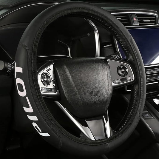 Leather Steering Wheel Cover Compatible with Pilot Car Universal Size