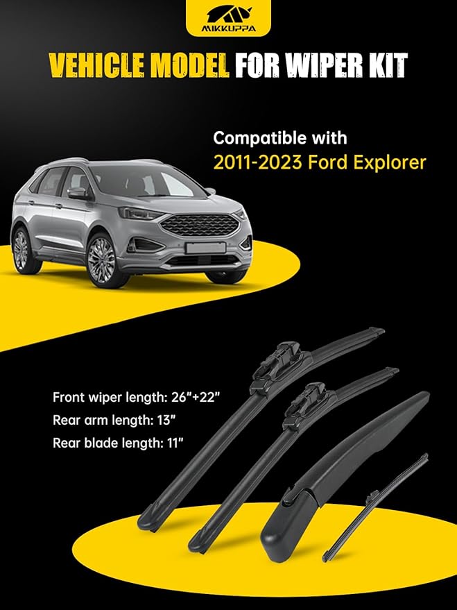 MIKKUPPA 26"/22"/11"/13" Windshield Wiper Blades - Replacement for 2011-2023 Ford Explorer - Original Factory Quality Front and Rear Wipers Blade Set for My Car - Pinch Tab (Pack of 4)