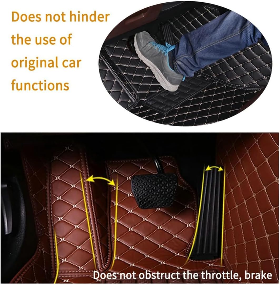 Custom Personalized Floor Mats for Cars，Luxury Full Coverage All Car Floor Mats，Anti-Slip Leather Car Mat Set ，Custom Floor Mats for 99% of Cars, Trucks & SUVs. (Brown and Black)