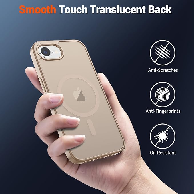SUPFINE Magnetic for iPhone 17e Case/iPhone 16e Case (Compatible with MagSafe)(Military Grade Drop Protection) Slim Translucent Matte Shockproof with Anti-Fingerprint Phone Case 2025,Desert Gold