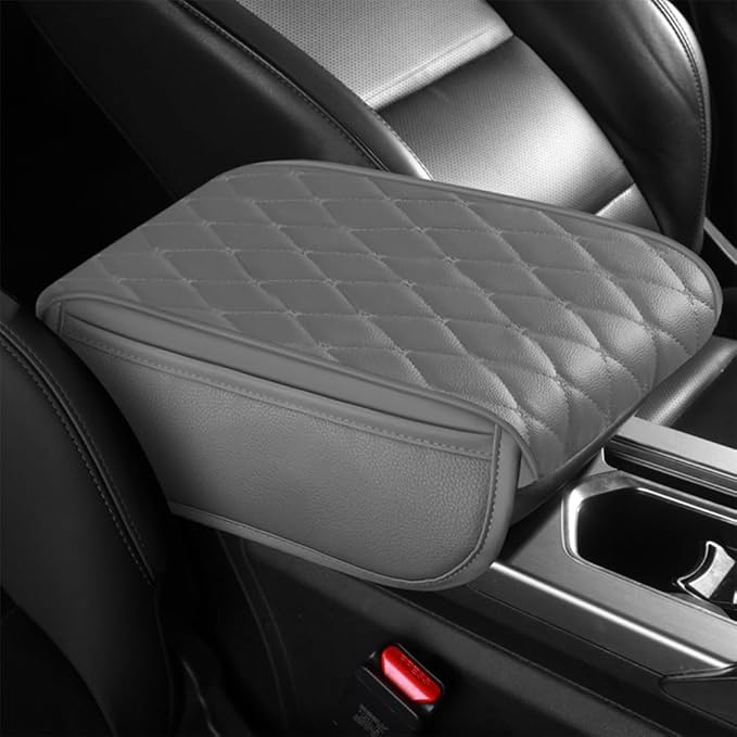 Universal Car Armrest Pad for Mini Countryman R60 F60 One/S/Cooper/JCW 2010-2024 Leather Armrest Box Center Console Cover Pad Waterproof Arm Rest Protector Decor Accessories,Grey01, normal