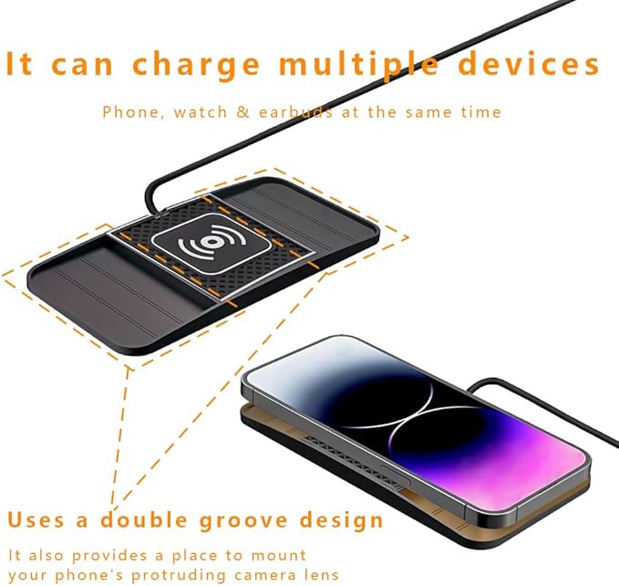 Wireless Charging Pad for Car for Chevrolet Trailblazer 2002-2009 2021-2026, DIY Trim-to-Fit Slim Non Slip Fast Charger Car Wireless Charging Pad 30CM Cable,B 30cm USB Plug Cable