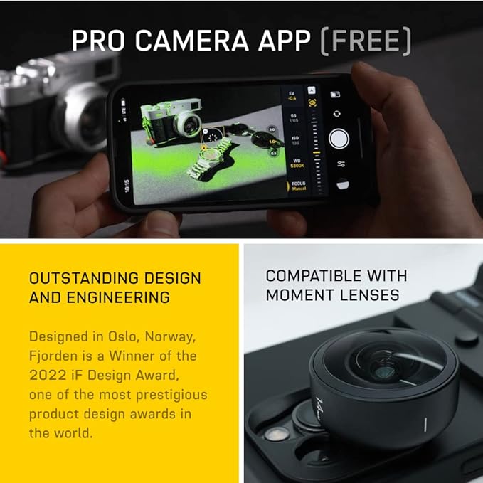 FJORDEN Pro Bundle for iPhone 14 Pro - Includes Fjorden Camera Grip, MagSafe iPhone Case, Wrist Strap & Carry Case - Shoot Like A Pro with Your iPhone