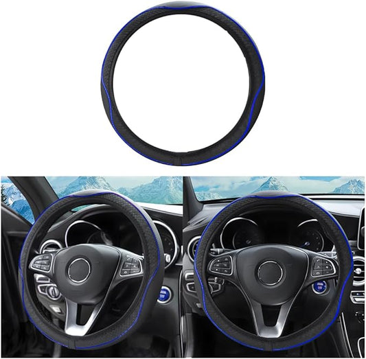 zipelo 14.5"-15" Car Steering Wheel Cover, Auto Interior Wheel Protector with Durable Soft Breathable Anti-Slip Linging Leather, Universal for Vehicles Trucks SUVs Accessories for Women (Style7-Blue)