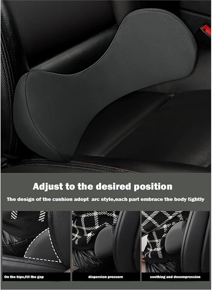 Memory Foam Car Seat, Car Lumbar Support Pillow Tailbone Support Cushions, Back Pad Massager Waist Cushion for Car Seat, Office Chair(1 Gray)