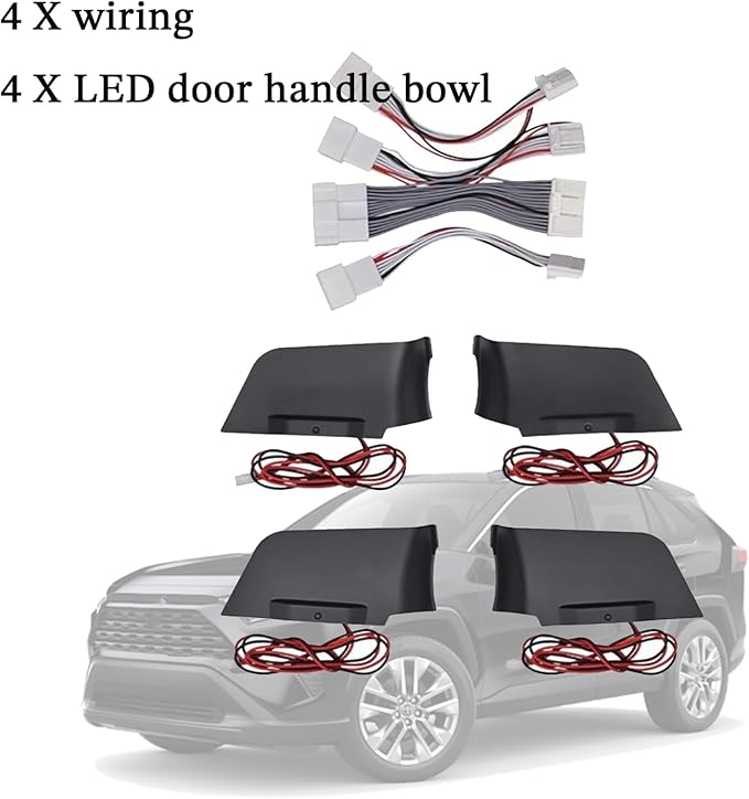 Door Bowl Light Fit for Toyota RAV4 2022 2023 2024 Inner Door Handle Accessories Bowl Shape LED Light Ambient Light Interior 4 pcs (White)