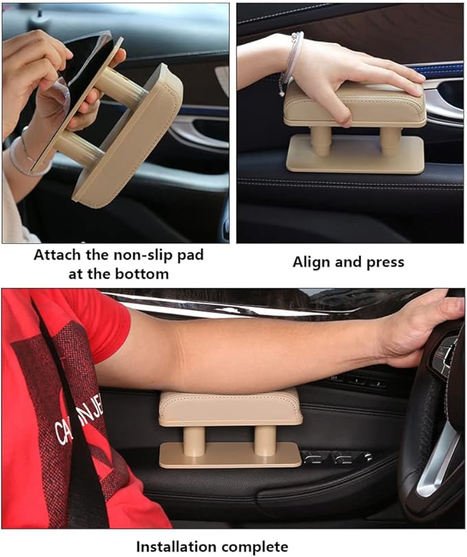 Car Driver Arm Pad Cushion Car Center Console Elbow Cushion Pad Car Door Armrest Rest Pad Adjustable Height Comfort Universal Fit for Most Car, Gray