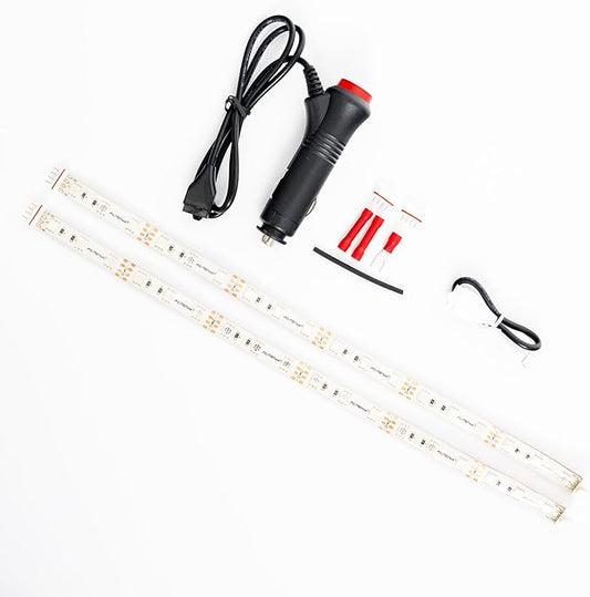 Alpena MAX LED Light Strip Starter Kit – EZ-Link Modular 12V Plug-and-Play Lighting for Cars & Trucks, Interior/Exterior Stick-On Light Strips, 2×12” Weatherproof Strips, Purple
