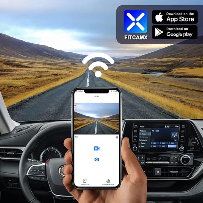 Fitcamx 4K Dash Cam Suitable for Toyota Highlander 2020-2026 & Highlander Hybrid (Gen4/UX70), OEM Factory Look, UHD 2160P Video, Built-in WiFi & APP, Loop Recording, G-Sensor, Plug & Play, 64GB Card