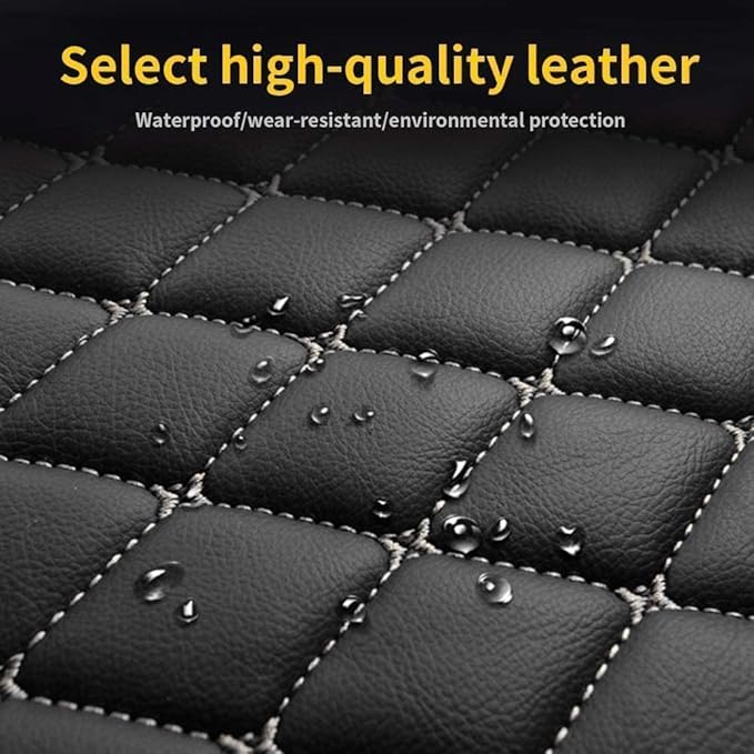 Custom Car Floor Mat Compatible with 97% Car Models Luxury Leather All Weather Waterproof Anti-Skid Full Coverage Car Mats (Orange)