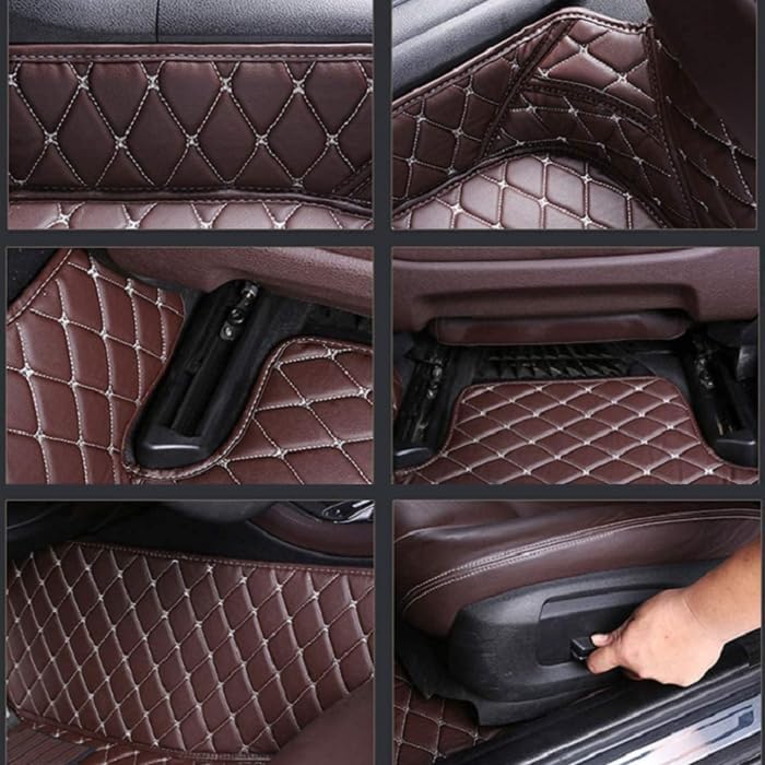 Customized Personalized car Floor mats, All-Weather Luxury car Floor mats, Waterproof and Anti Slip Leather car Floor mat Lining, 95% Customized car, Truck, and SUV Floor mats (Edge White)