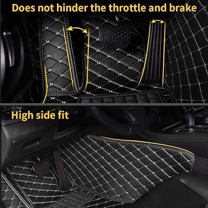 Custom Car Floor Mat Compatible with 97% Car Models Luxury Leather All Weather Waterproof Anti-Skid Full Coverage Car Mats (Wine with Black)